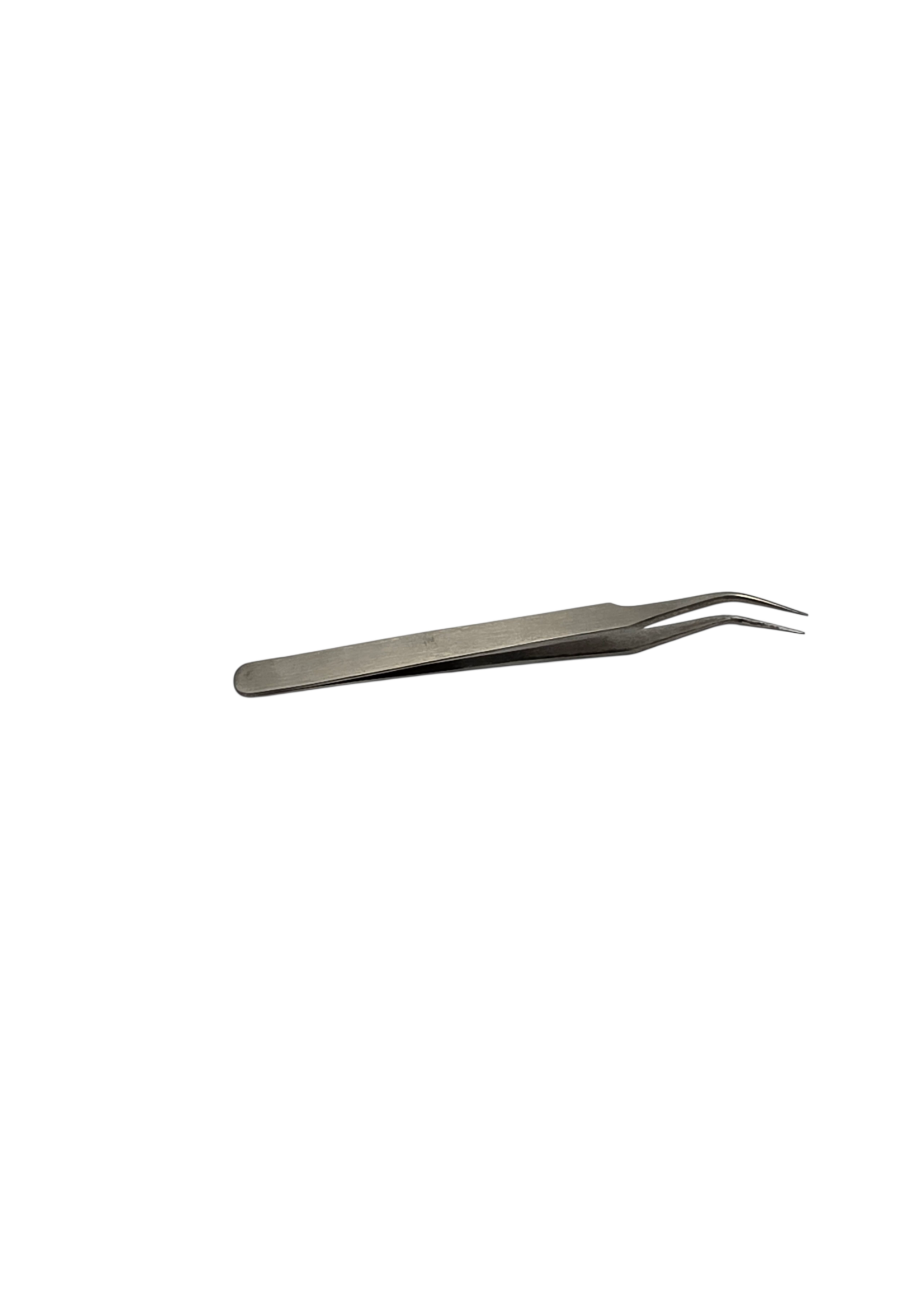 Antimagnetic stainless steel curved tweezers 120 mm with fine smooth tip