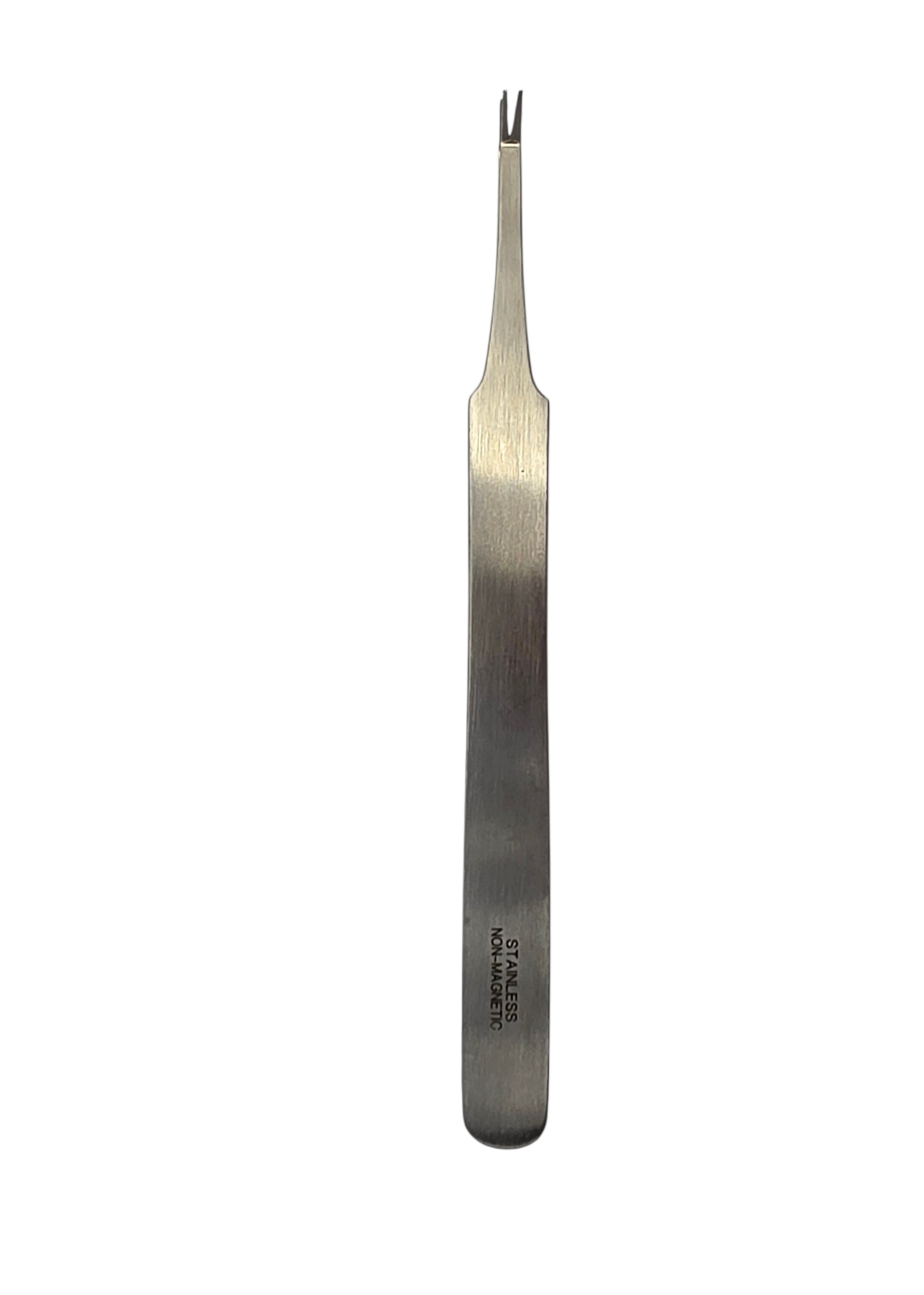 Antimagnetische Edelstahl Pinzette gerade 120 mm mit gabelförmiger Spitze