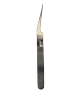 Antimagnetic stainless steel angled cross-lock tweezers 120 mm with narrow smooth tip