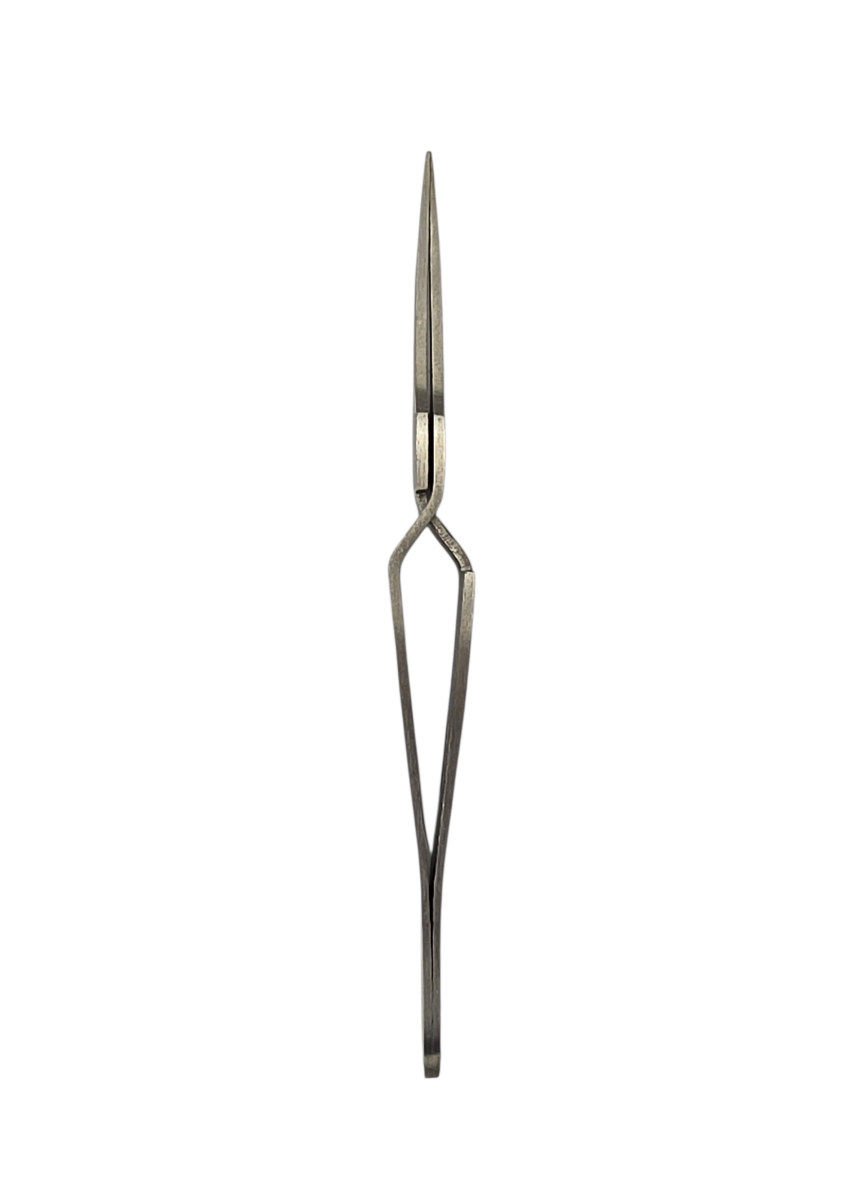 Antimagnetic stainless steel straight cross-lock tweezers 120 mm with fine smooth non-rounded tip