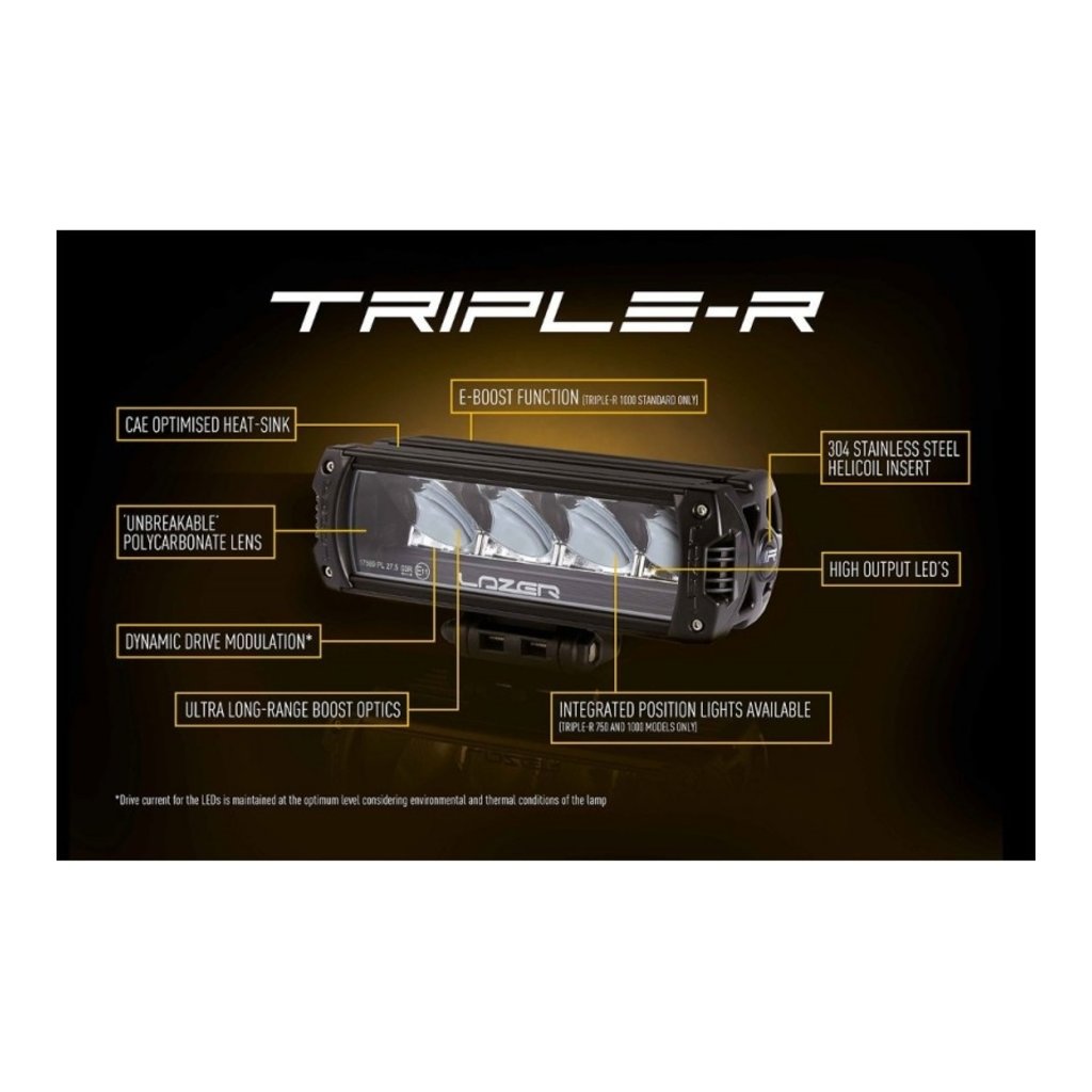 Lazer Feu de route Lazer Triple-R750 avec feu de position noir 230 mm