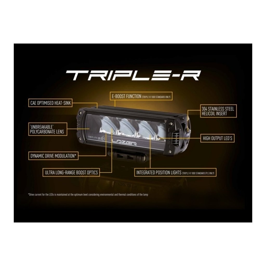 Lazer Feu de route Lazer Triple-R 850 noir avec feu de position 322 mm