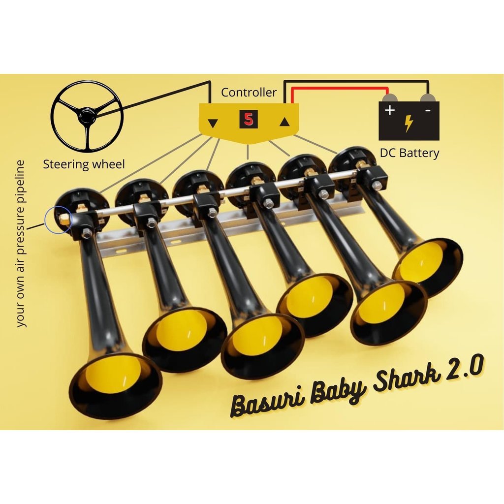 Basuri Baby Shark 3.0 Drucklufthorn – 20 Melodien! 