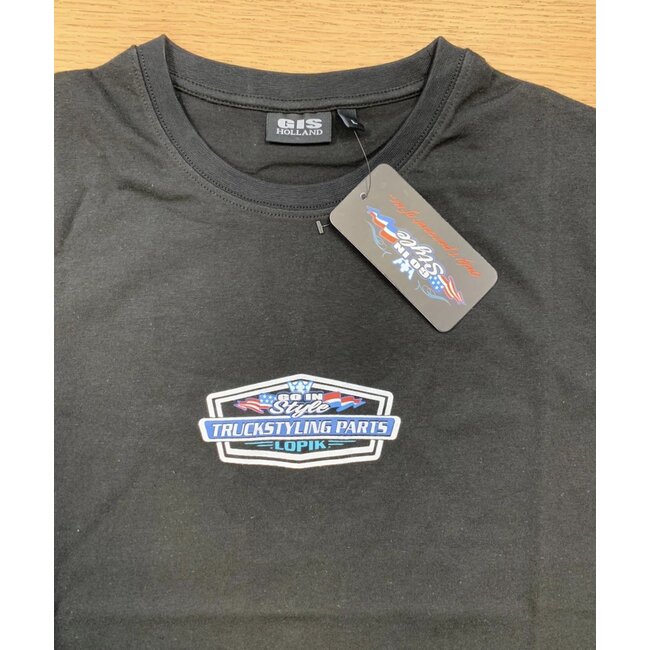 Czarna koszulka GIS 1% of us z kolorowym nadrukiem