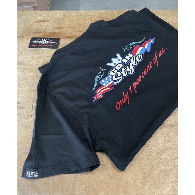 Czarna koszulka GIS 1% of us z kolorowym nadrukiem