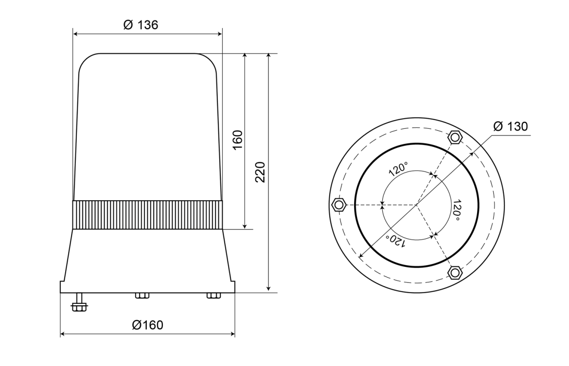 AEB '595' Halogeen zwaailamp 24v in verschillende kleuren