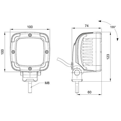 LED-arbetslampa 13,5 W/100 x 100 mm