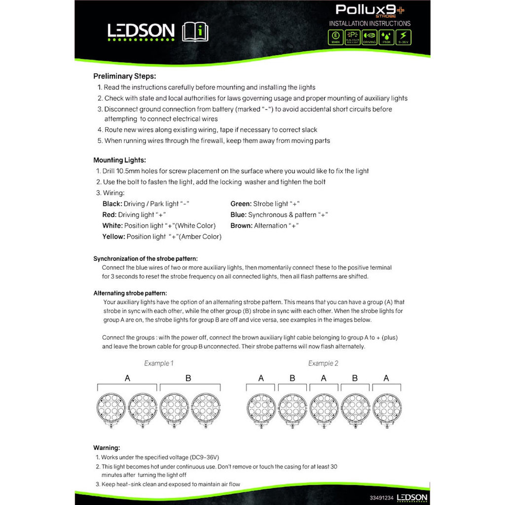 Ledson Ledson Pollux9+ Strobe med hvidt/ravgult positionslys