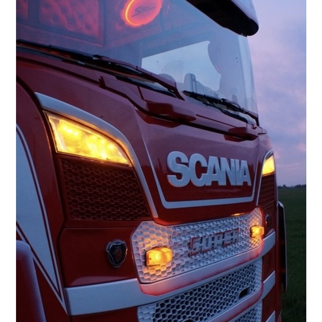 LED-Positionsleuchte Kühlergrill Fernlichtscheinwerfer Bernsteingelb/Weiß  Scania NG 