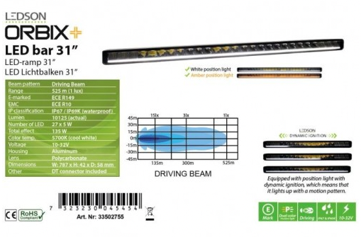 Orbix+ 31'' Ledbar met dynamisch positielicht