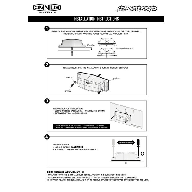 Omnius full LED Double brûleur blanc/orange fumé commutable