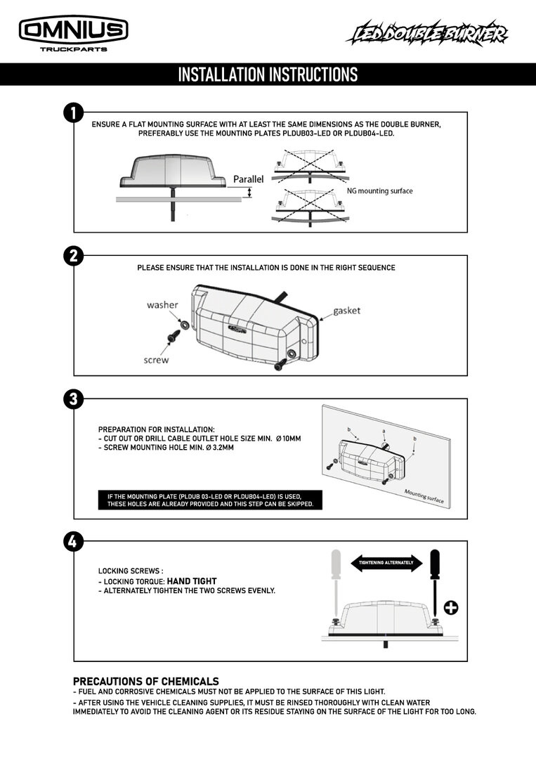 Omnius full LED Double brûleur blanc/orange fumé commutable