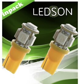 Ledson Steeklamp oranje LED T10 5W 24V (set)