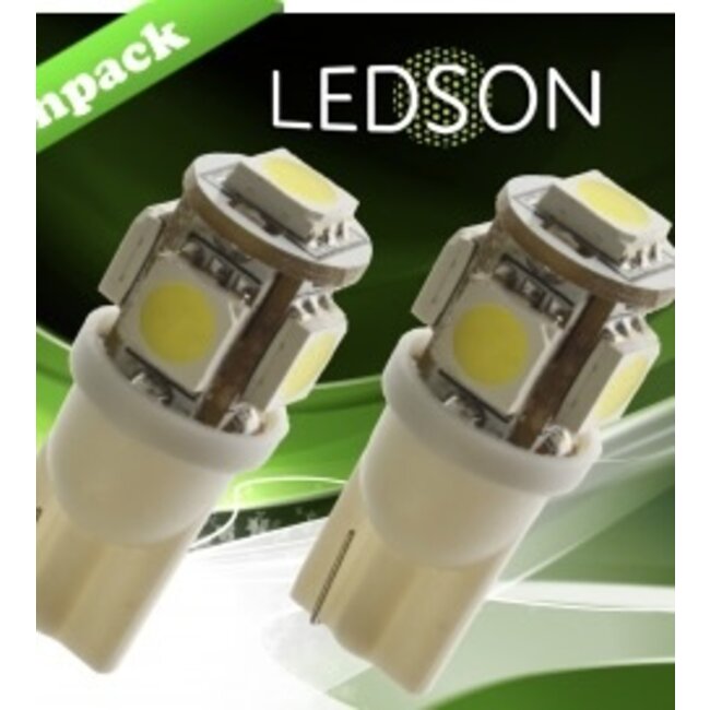 Steeklamp wit LED T10 5W 24V (set)