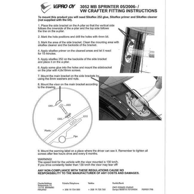 Vepro zonneklep Mercedes Sprinter 2006/2018+