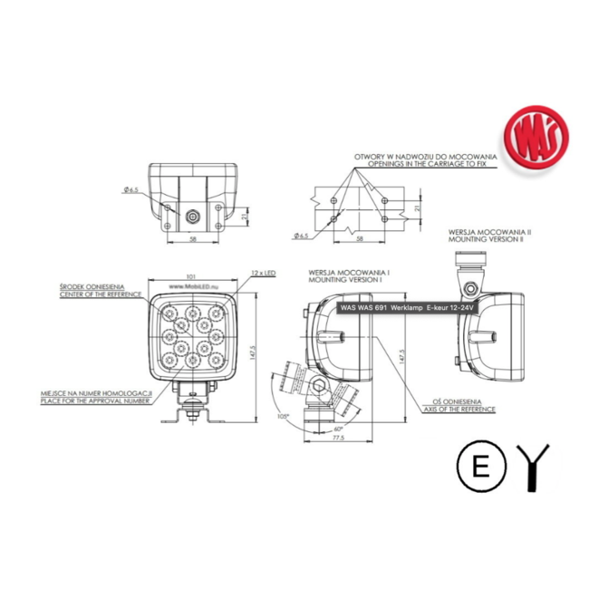 12 Led-arbejdslys med syntetisk dæksel