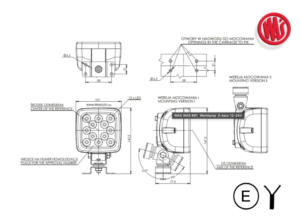 12 LED werklamp met kunststof behuizing