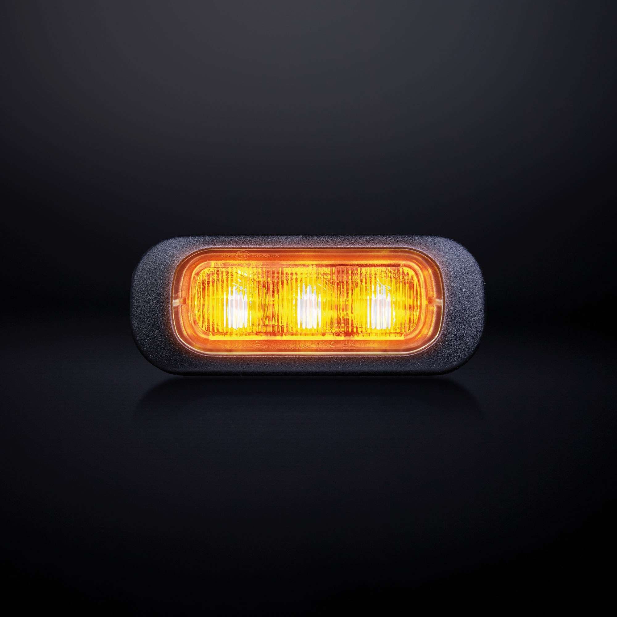 Strands Dark Knight Directional Warning Light Amber 3 Led Clear Glass