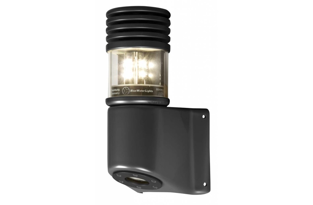 Luz de navegación LED / Linterna 580 - Luz de tope blanca 5 NM incl. Mastbracket (negro o plateado)