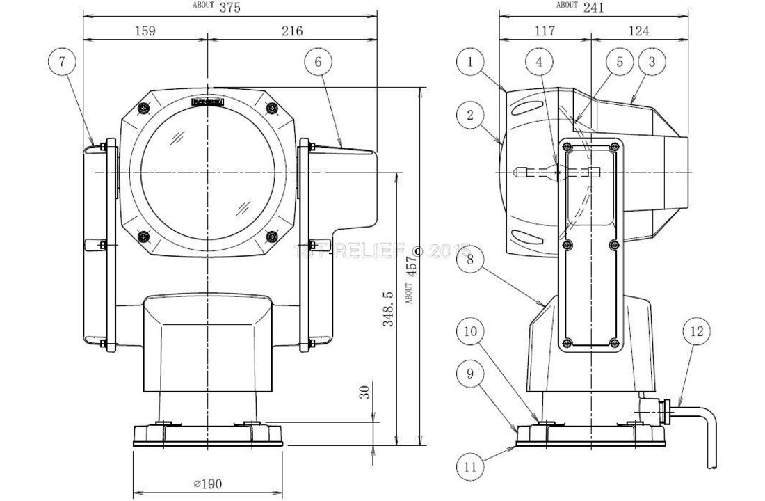 Faro Xenon Robo da 7 "(230 V CA / 150 W) con lampada, pannello di controllo CPF196 e cavo da 2 m