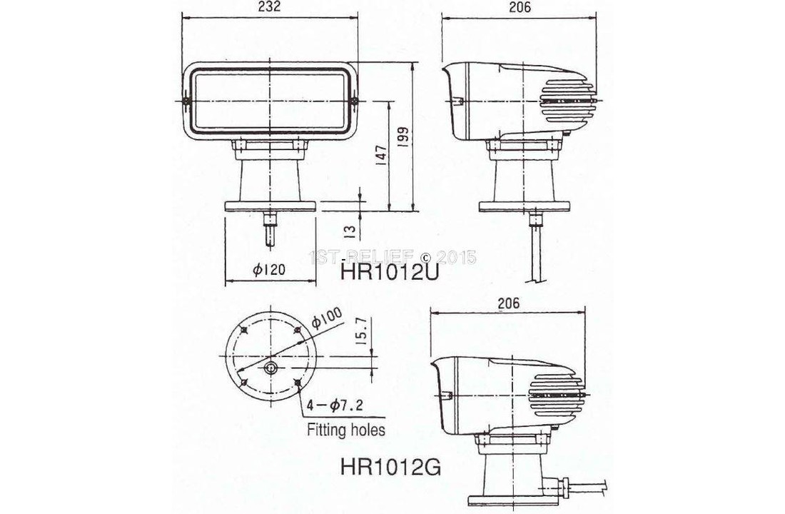 Proyector de cabina Halo de 7x3 "(24 VCC / 110 W) con lámpara, panel de control CPF53 y cable de 5 m