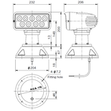 Projecteur de cabine LED à commande sans fil 7x3 " (12 - 24 VDC / 38 W) avec lampe, panneau de commande à distance et câble