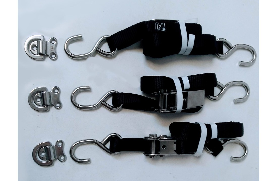 Zurrgurte (3 m lang , 1 Zoll breit, 3-er Pack) mit Montageösen