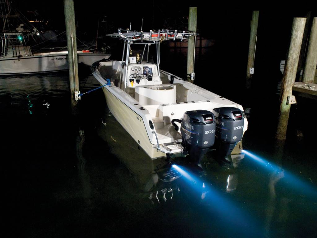 2 x LED Blue 200 Lumens Surface Mount Underwater Boat Light