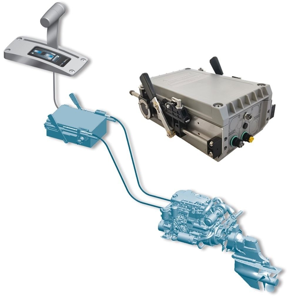 Commande d'un seul moteur de navire (1 x manette des gaz, 1 x vitesse)