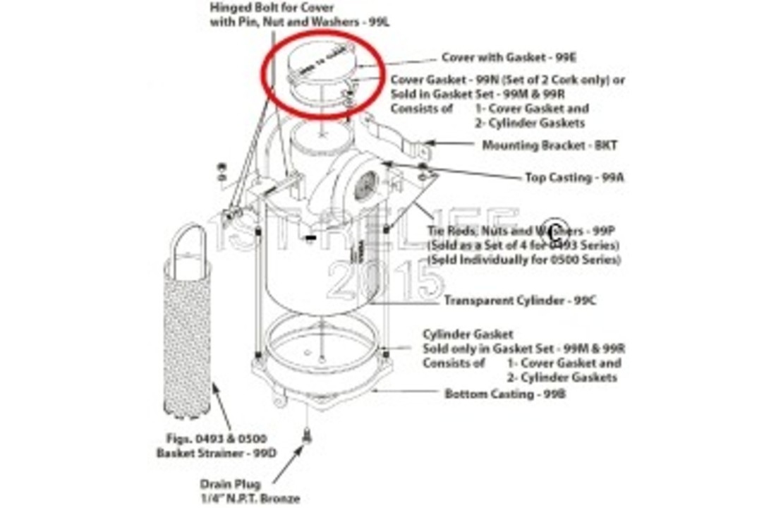 Großer Einlasswasserfilter - Deckel mit Dichtung