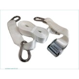 Witte ratelspanner, 2 inch x 15 voet, cambuckle-riem met 3 karabijnhaken