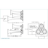 Klaxon à air pour navire carillon chromé T-1, yachts (20 à 75 mètres)
