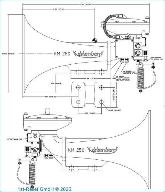 Enkeltonige verwarmde luchthoorn KM-250-DVM-H