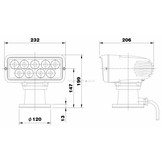 7x3" LED Cabin Zoeklicht (12 - 24 VDC / 38 W) met lamp, afstandsbediening en kabel