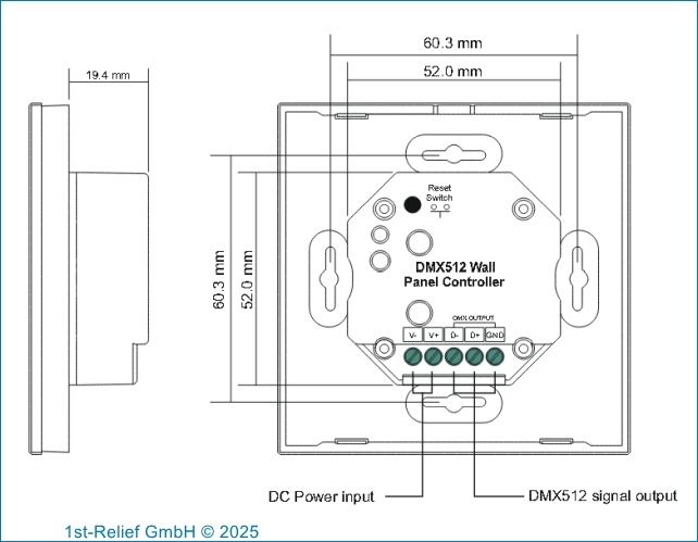 DMX512 Controller Play-XV Wandpanel RGBW mit WiFi-Zugang für anspruchsvolle Lichtsteuerung von bis zu 4 Zonen