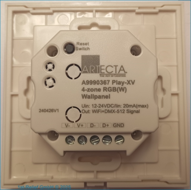 DMX512 Controller Play-XV Wandpanel RGBW mit WiFi-Zugang für anspruchsvolle Lichtsteuerung von bis zu 4 Zonen