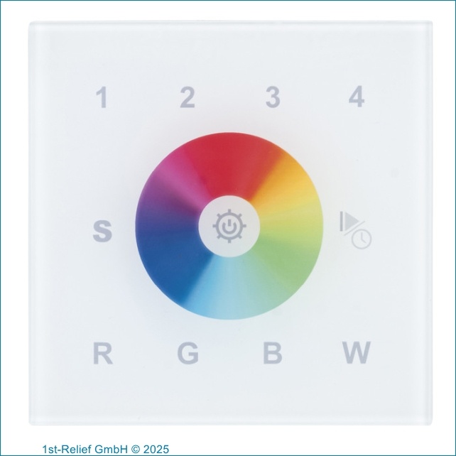 Controlador DMX512 Panel de pared Play-XV RGBW con acceso WiFi para un control de iluminación sofisticado de hasta 4 zonas
