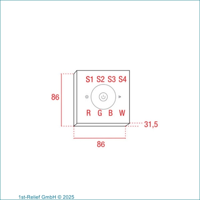 DMX512 Controller Play-XV Wall Panel RGBW with RF Access for sophisticated lighting control of 1 Zone