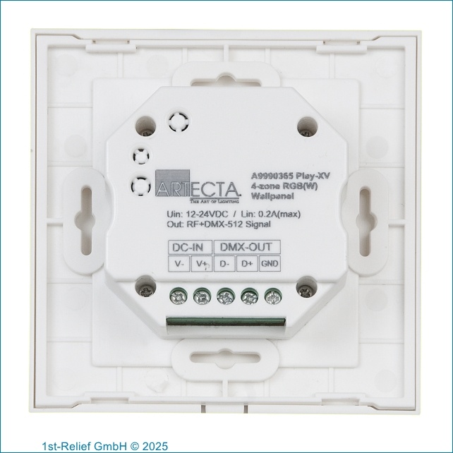 DMX512 Controller Play-XV Wall Panel RGBW with RF Access for sophisticated lighting control of 1 Zone