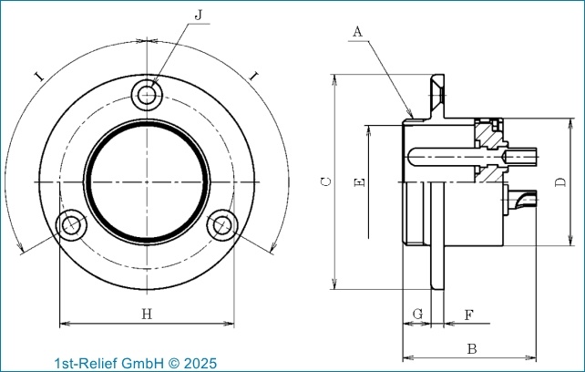 Conector circular ALDIS Nanahoshi Kagaku, 4 contactos, montaje en panel, hembra, serie NCS 30NCS