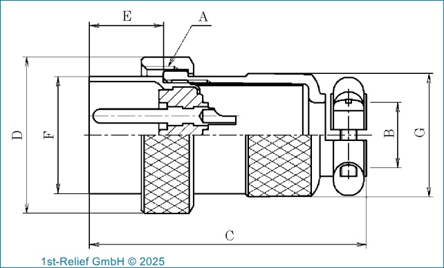 Connettore circolare ALDIS Nanahoshi Kagaku, 4 contatti, montaggio su cavo, spina, maschio, serie NCS 30NCS