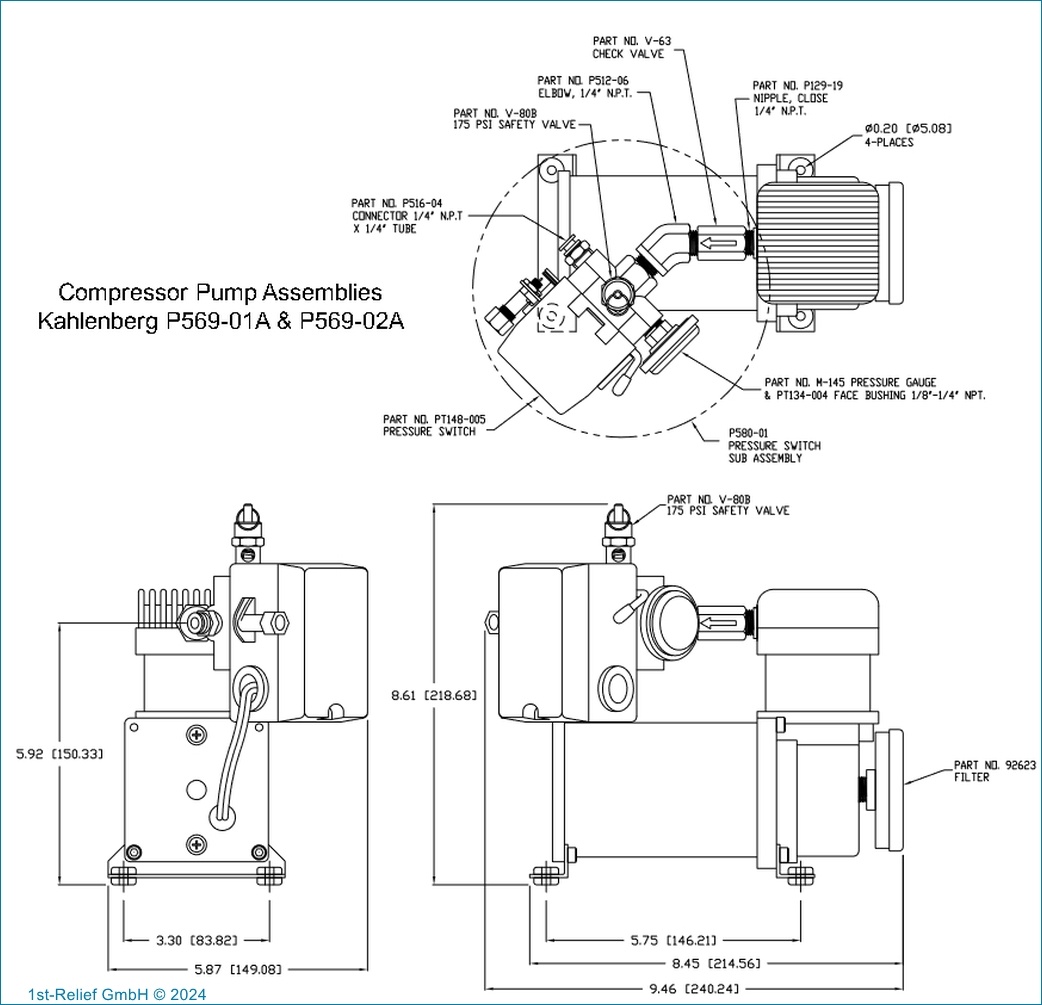 P569-03A, Conjunto de bomba de compresor, 24 VCC para compresor de la serie P449