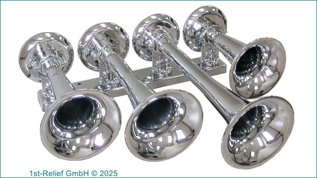 Klaxon pneumatique chromé Q-4 ou Q-4-474 (longueur hors tout de 75 à 200 m)