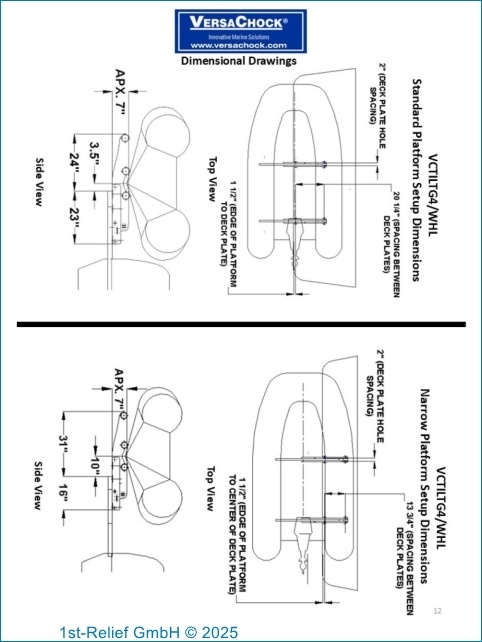 Opklapbare davits voor rubberboten met vaste romp / tenders (RIB, rigid inflatable boat) met wielen