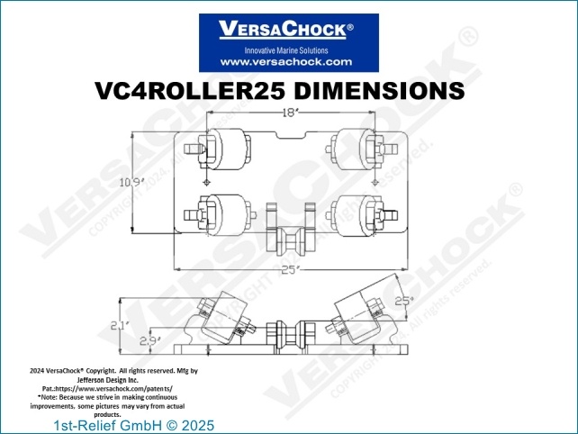 VersaChock - Roller kit 25 inch with 4 wheels - removable