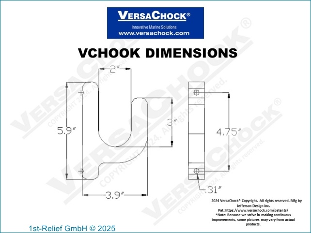 VersaChock - Soporte para mástil de línea de muelle y bichero para barco