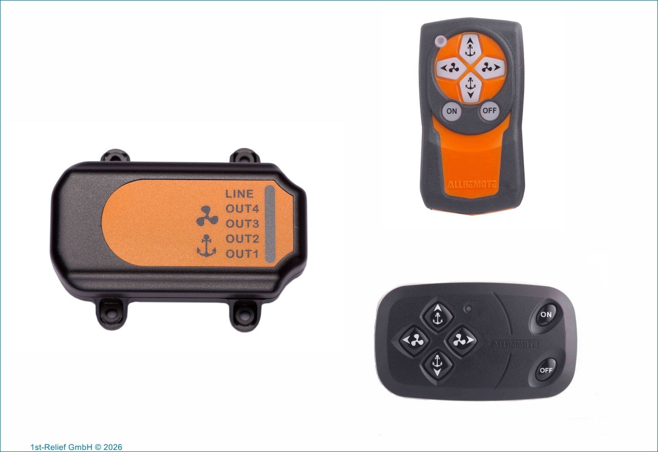 Kit de control remoto para molinete de ancla y propulsor (1 caja de control, 1 control remoto para montaje en tablero, 1 control remoto de mano)