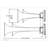 Klaxon pneumatique chromé Q-4 ou Q-4-474 (longueur hors tout de 75 à 200 m)