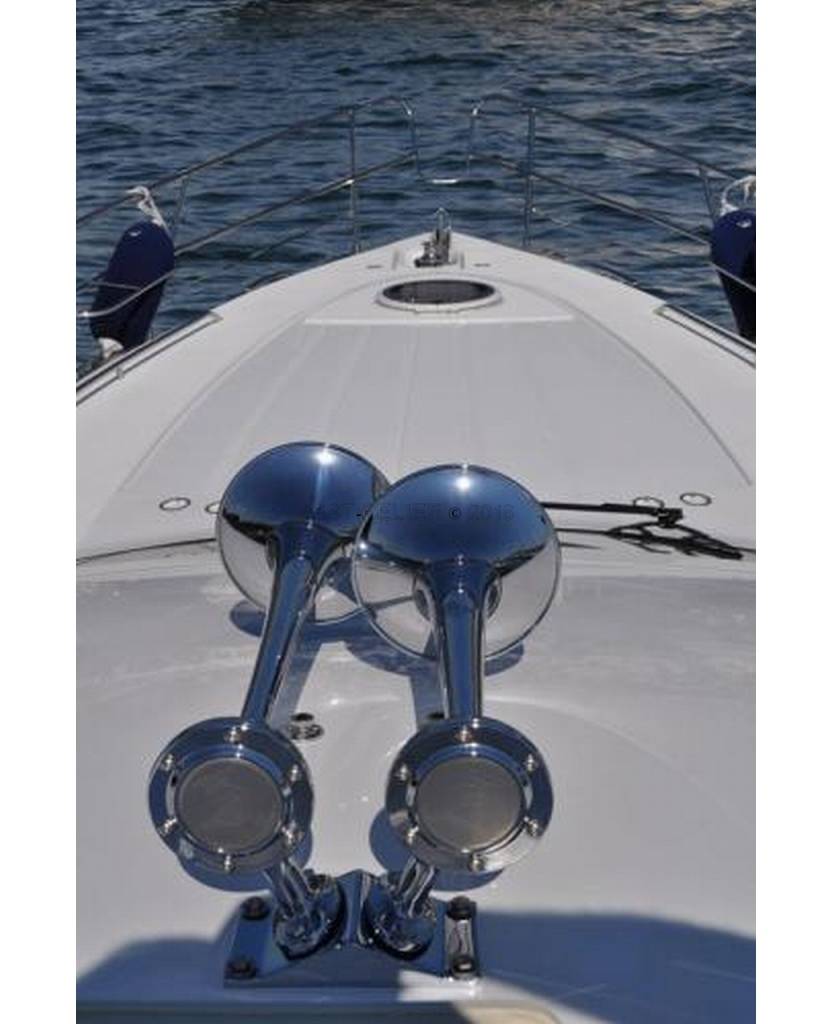D-0A Ship Horn, two Trumpets, White Powder Coat Finish or Chrome Finish -  1st-Relief