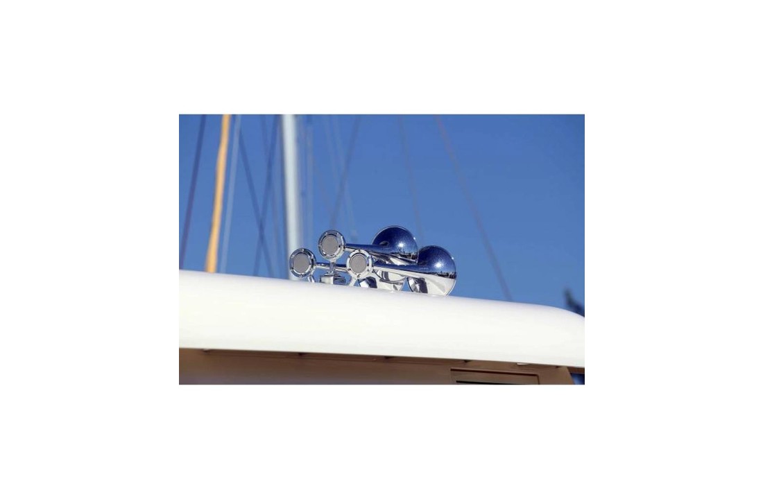 T-0A Schiffshorn, drei Trompeten, White Powder Coat Finish oder Chrome Finish